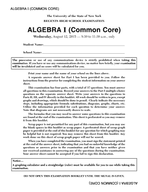 Algebra I Common Core Regents Exam
