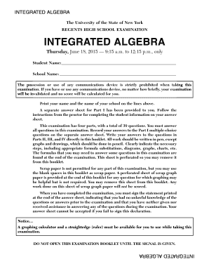 Integrated Algebra Regents Exam