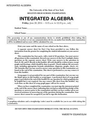 Integrated Algebra Regents Exam