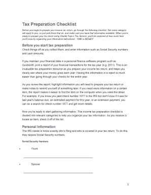 Tax Preparation Checklist