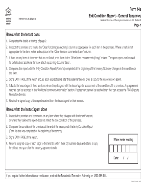 Exit Condition Report Form 14a