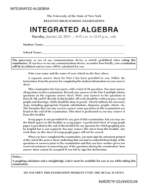 Integrated Algebra Regents Exam