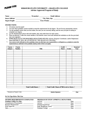 Missouri State University Graduate Program of Study