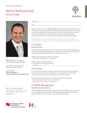 National Bank Financial Wealth Management Service Pledge