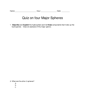 Quiz on Four Major Spheres