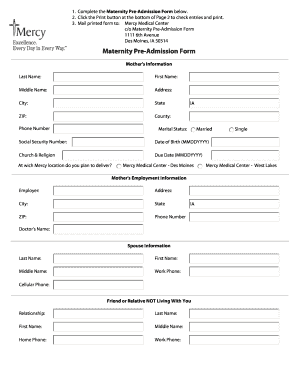Maternity Pre-Admission Form