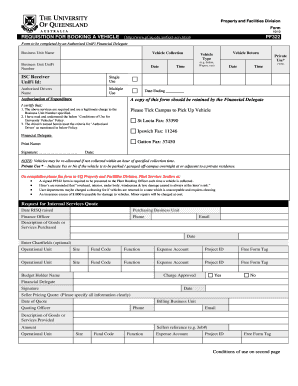University Vehicle Booking Requisition Form