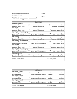 Science Project Evaluation Form