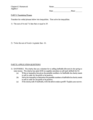 Algebra I Homework