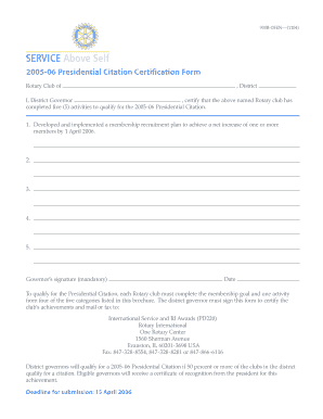 2005-06 Presidential Citation Certification Form