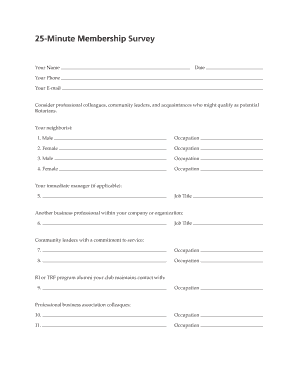 Rotary Club Membership Survey Form