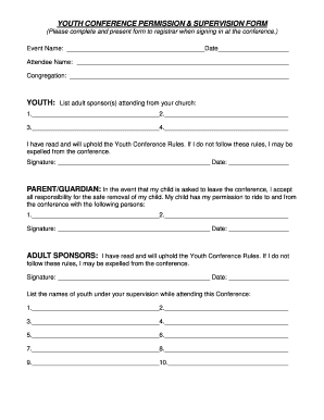 Youth Conference Permission & Supervision Form