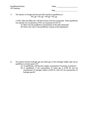 AP Chemistry Equilibrium Practice Worksheet
