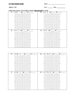 7 Quiz Study Guide Name: Algebra 1 A/B Hour: Date: Graph each question - web lincoln k12 mi