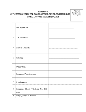 Application Form for Contractual Appointment