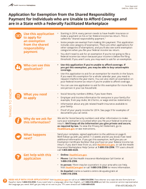 Application for Exemption from Shared Responsibility Payment