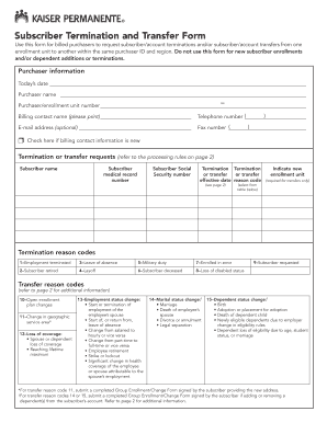 Subscriber Termination and Transfer Form