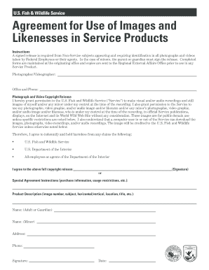 US Fish and Wildlife Service Image Release Form