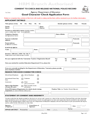 Consent to Check and Release National Police Record