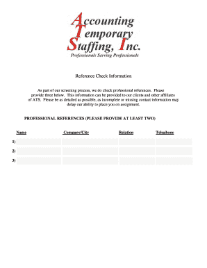 Reference Check Form