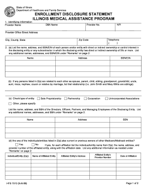 Illinois Medical Assistance Program Enrollment Disclosure Statement