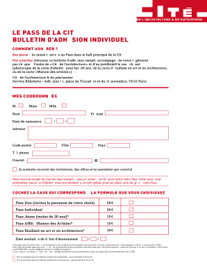 BULLETIN D’ADHÉSION INDIVIDUEL