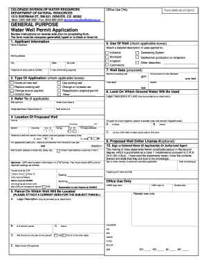 Colorado General Purpose Water Well Permit Application