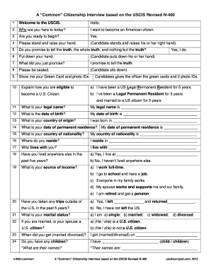 USCIS Citizenship Interview Form N-400
