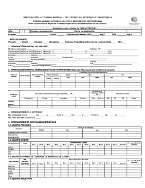 Formulario de Autodeclaración y Registro de Vertimientos