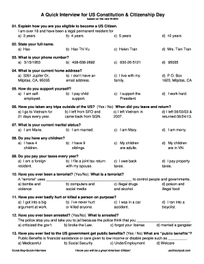US Citizenship Interview Form