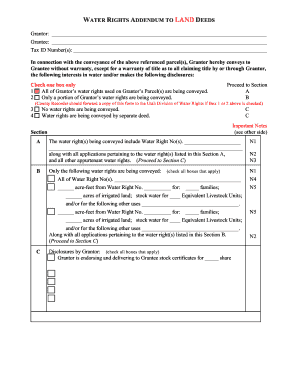 Water Rights Addendum to Land Deeds