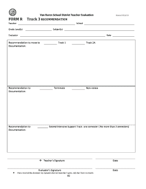 Teacher Evaluation Recommendation Form