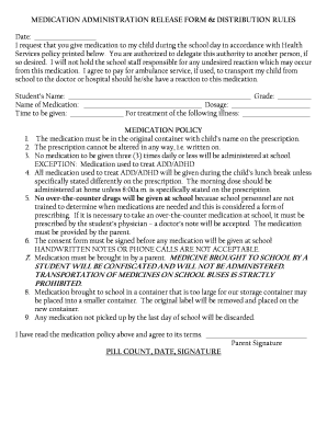 Medication Administration Release Form