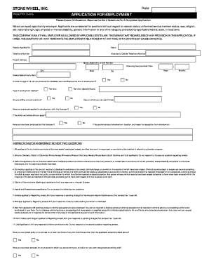 Stone Wheel Inc Employment Application Form