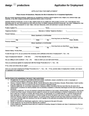 Design Productions Employment Application