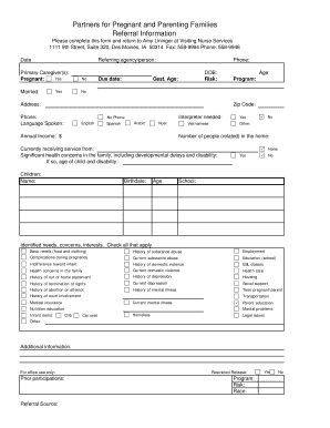 Pregnant and Parenting Families Referral Form