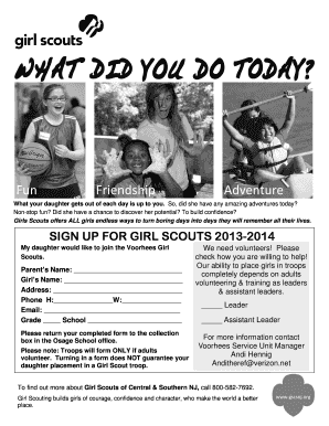 Girl Scouts Registration Form