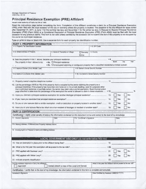 Michigan Principal Residence Exemption Affidavit