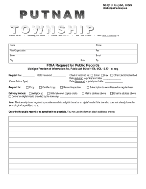 Michigan FOIA Request for Public Records