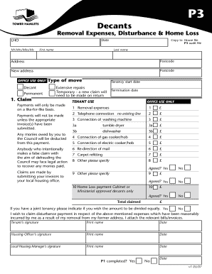 UK Tenant Decant and Home Loss Payment Form