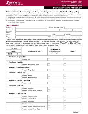 Employer Super Investment Switch Form