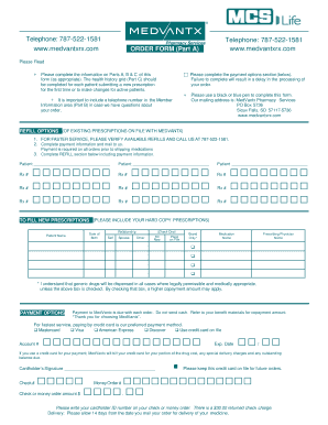 MedVantx Pharmacy Order Form