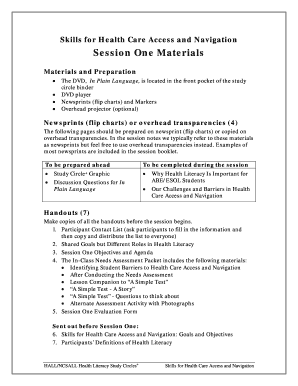 Health Literacy Study Circle Materials