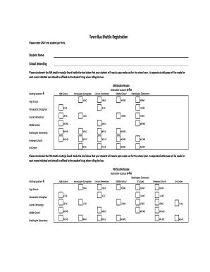 Town Bus Shuttle Registration Form