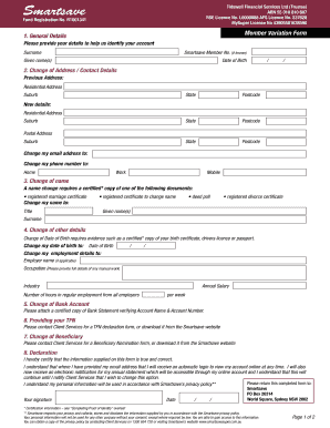Smartsave Member Variation Form