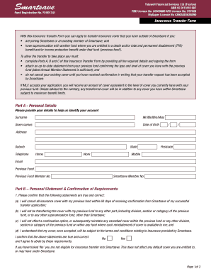 Smartsave Insurance Transfer Form