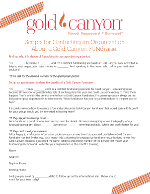 Gold Canyon Fundraiser Script