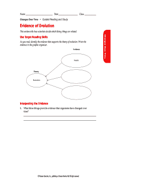 Evidence of Evolution Worksheet