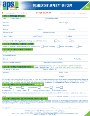 Australian Public Service Benevolent Society Membership Application