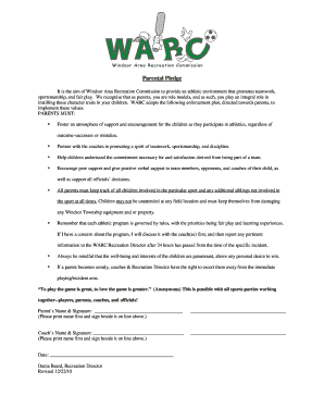 Parental Pledge for Youth Sports